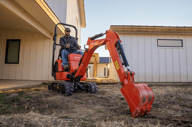 Man excavating on a residential construction site