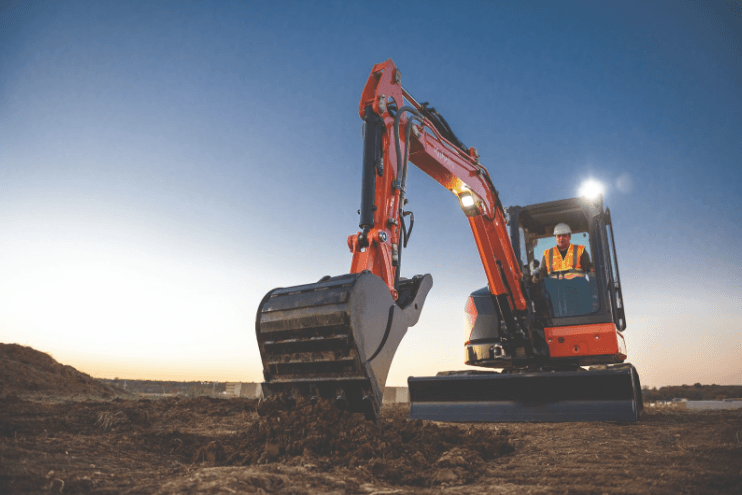 Kubota excavator on site