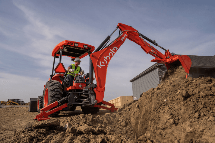 Close up of Backhoe excavating on a site